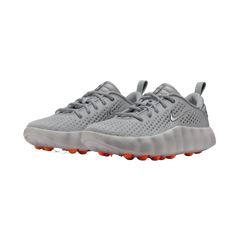 Tenis Nike Mind 002 Light Smoke Grey - vista frontal con suela cápsulas naranjas de amortiguación