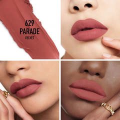 Dior Rouge 629 Parade Velvet en diferentes tonos de piel - labial rosado nude mate favorecedor universal